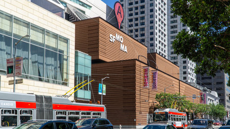 San Francisco, USA - August 2019: Exterior of San Francisco Museum of Modern Arts building