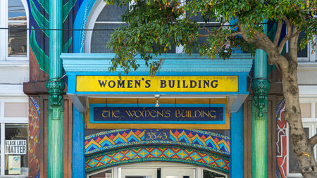 San Francisco, USA - August 2019: Entrance of Womens Building the first women led community centerのeditorial素材