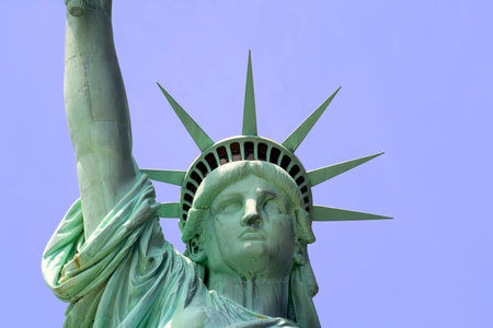 Close up of Statue of Liberty on Liberty Island in New York City.の写真素材