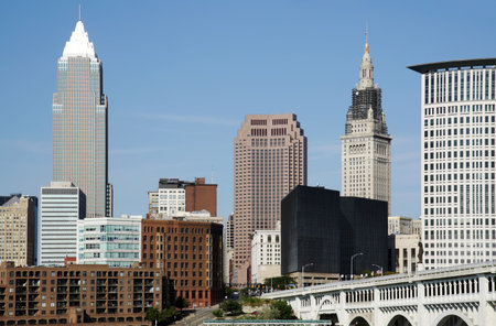 Buildings of downtown Cleveland, Ohio.の写真素材