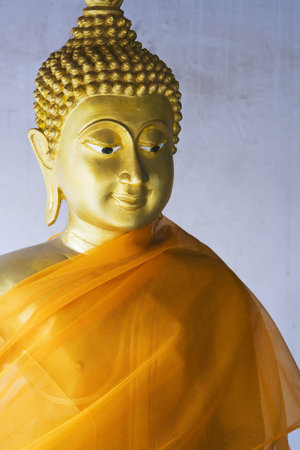Thai Buddha statue at Wat Phanan Choeng in Ayutthaya near Bangkok, Thailand.の写真素材