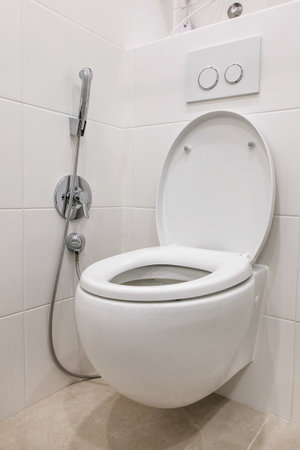 toilet with bidet in the modern bathroomの写真素材