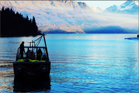 boat in a lakeの写真素材