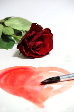Valentine in handmade style and beautiful roseの写真素材