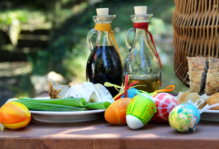 Mix of  beautiful handmade Easter colored eggs 