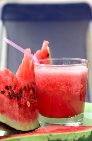 Ripe juicy fresh watermelon smoothie の写真素材