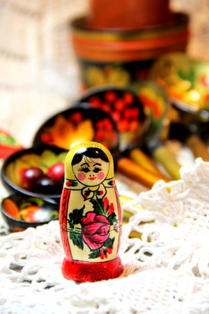 Mix of traditional Russian Souvenirs and antique objectsの写真素材