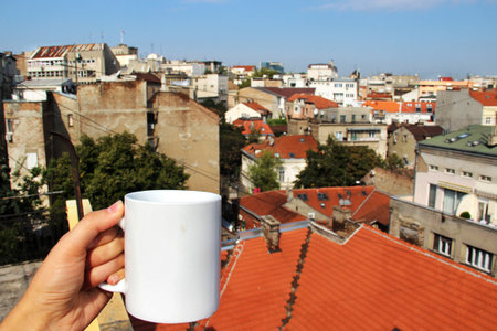 Beautiful view of Belgrade roofs and buildings, Serbiaの写真素材