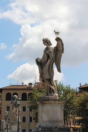 Beautiful view of Rome bridge of angels, Italyの写真素材
