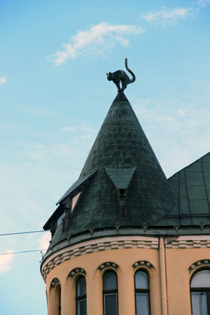 Beautiful view of Riga old town, Latviaの写真素材