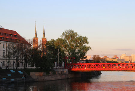 Beautiful view of Tumski island, Wroclaw, Polandのeditorial素材