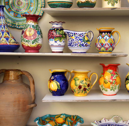 Amalfi coast traditional ceramic dishの写真素材