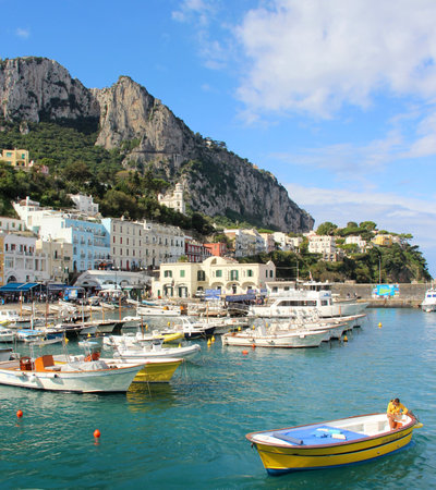 Beautiful view of Capri, Marina Grande, Campania, Italyの写真素材