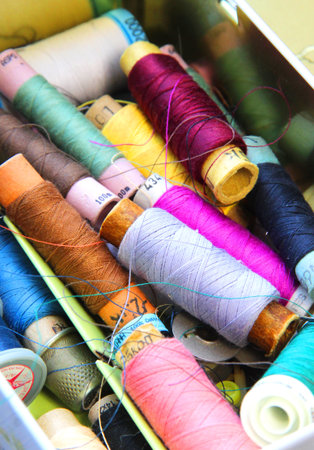 Big mix of multicolored sewing threads