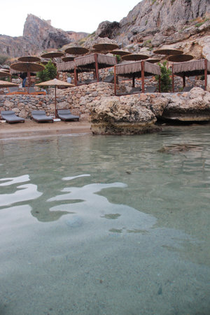 Beautiful beach and place to chill Agios Pavlos, Rhodes, Greeceの写真素材