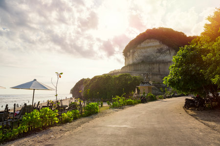 Popular beach and white rock cliffs in Bali - Melasti Beach, Ungasanの写真素材