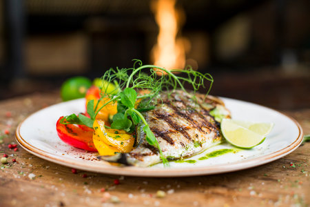 Main course gourmet fishの写真素材
