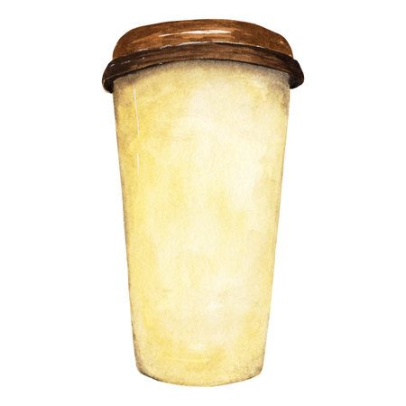 Watercolor illustration craft coffee cup takeoutの写真素材
