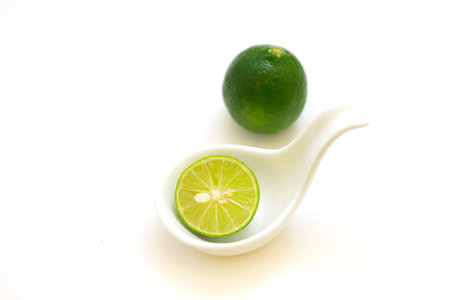 lemon on spoonの写真素材