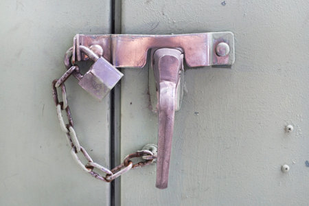 Locks on doorの写真素材