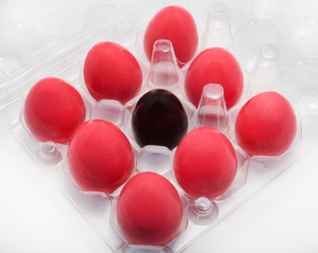 preserved eggs with 1 peeled in the middleの写真素材