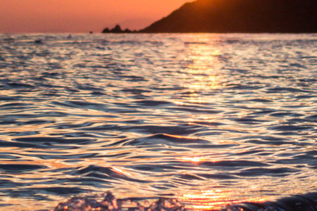 Sunlight reflection on water surfaceの写真素材