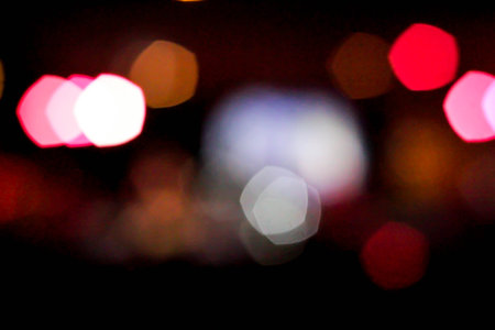 Colorful bokeh light with pentagon shape