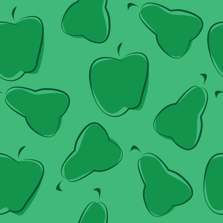Seamless green texture with apples and pearsのイラスト素材