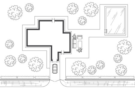 Linear architectural sketchのイラスト素材