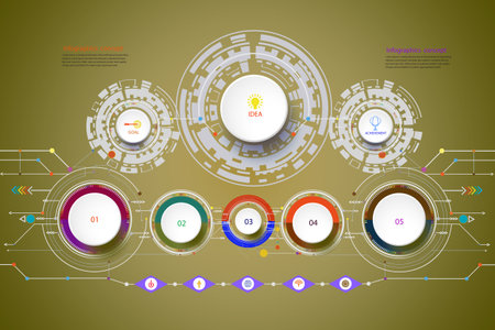 Vector illustration Hi-tech digital and engineering telecoms technology concept for infographic a business plan concept, diagram, flowchart, steps, parts, timeline, workflow layout and content chartのイラスト素材