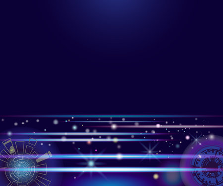 Vector illustration colorful circle and light on blue sky of cyberspace, Abstract background of cyber and imagination to time machine in the future. Abstract space background.のイラスト素材