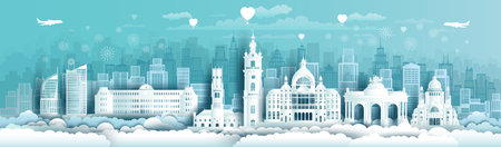 Travel landmarks Belgium with silhouette architecture background, Belgium day anniversary celebration and tour architecture landmark to brussel in Europe with panorama view popular capital.のイラスト素材