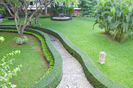 The garden has been beautifully decorated の写真素材