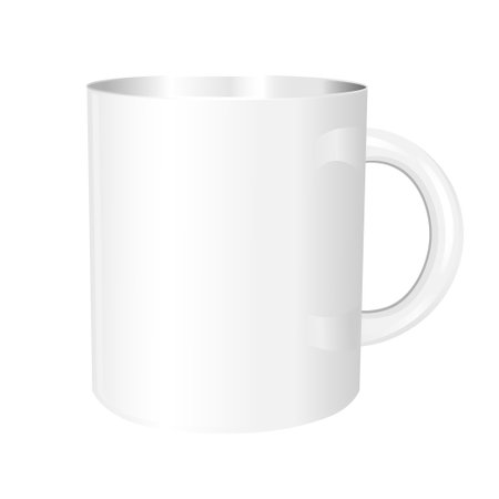 Volumetric white mug with shadows on white backgroundのイラスト素材