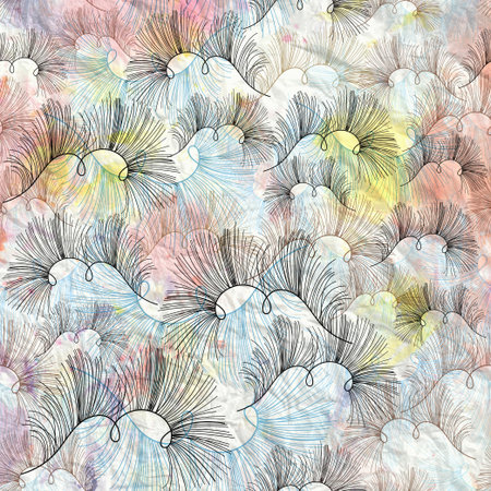 seamless graphic graceful abstract pattern on a light watercolor backgroundの写真素材