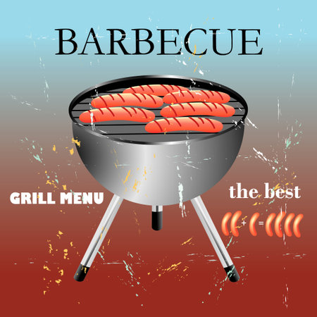 Retro Design Grill and grill menuのイラスト素材