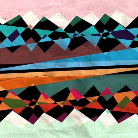unusual bright colorful geometric abstract pattern of different elements