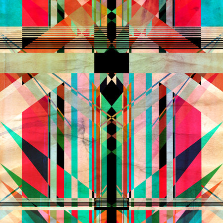 unusual bright colorful geometric abstract pattern of different elements