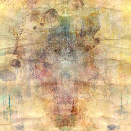 Aged watercolor background with spots of paintの写真素材