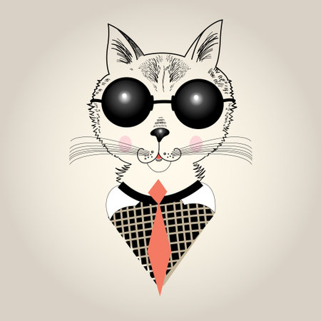 graphic portrait of a cat on a retro hipster background

のイラスト素材