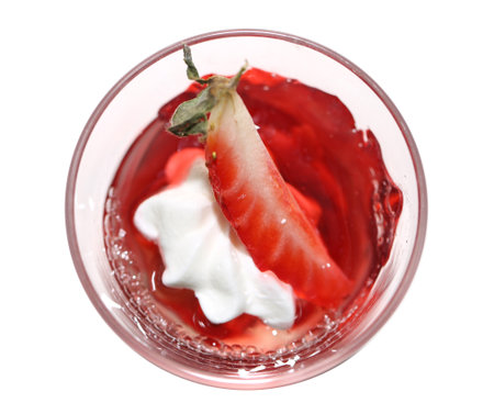 Red strawberry jelly in a glass
