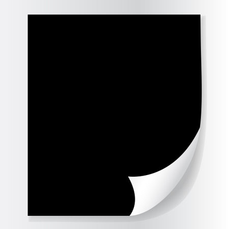 black sheet of paper with a curved edge on a light backgroundのイラスト素材