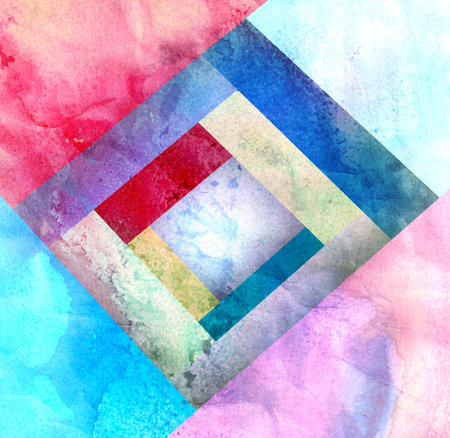 watercolor bright abstract background with different elements の写真素材