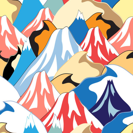 seamless multi-colored pattern of the different mountains
のイラスト素材