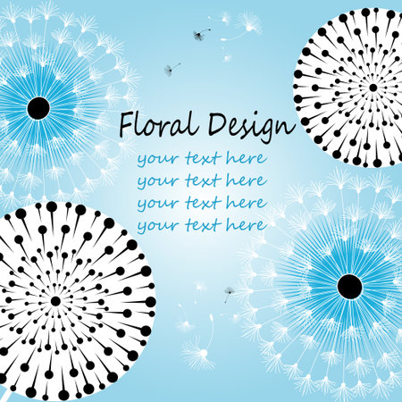 blue flower background graphic dandelionsのイラスト素材