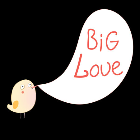 big love bird inscription on a black background のイラスト素材