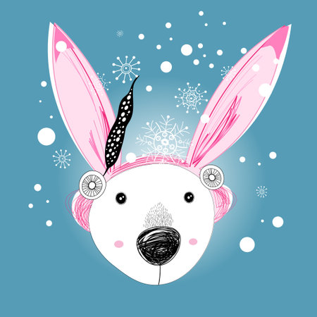 graphic portrait of funny bears with hare ears 

のイラスト素材