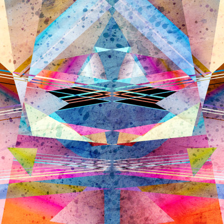 watercolor background colorful abstract geometric elements の写真素材