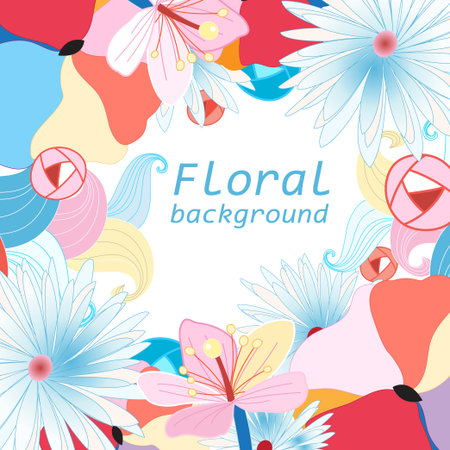 bright colorful graphic floral pattern のイラスト素材