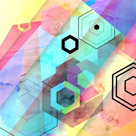 watercolor background colorful abstract geometric elements 
